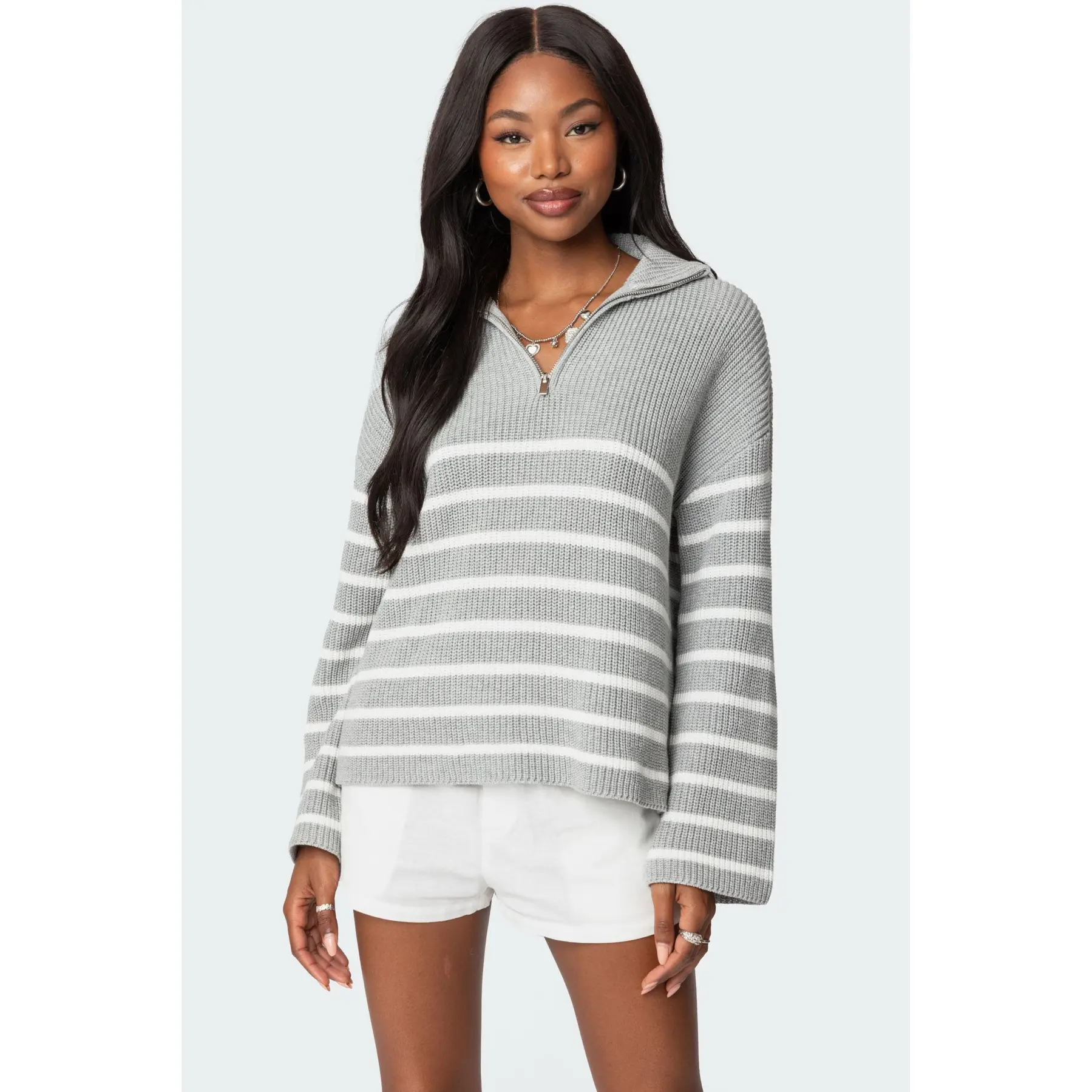 half zip sweater with elbow patches - TikTok Shop