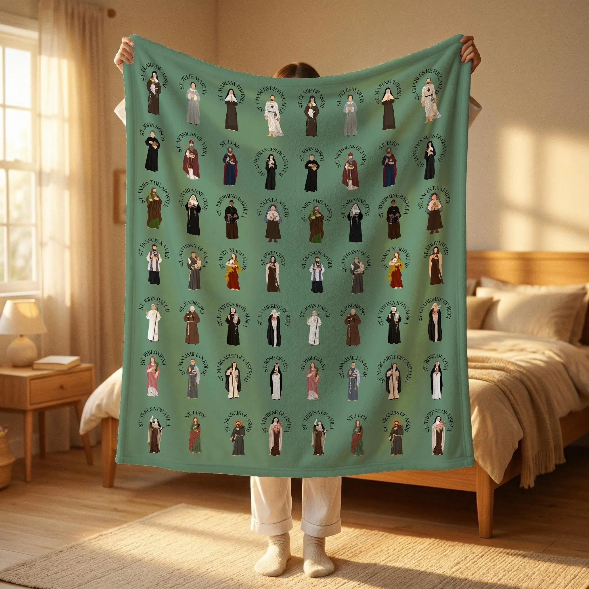 Custom Catholic All Saints Fleece Blanket Personalized Catholic Blanket Confirmation Giftgifts For Dad Momfirst