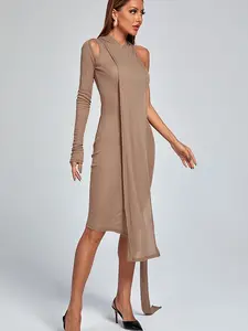 Asymmetric One Sleeve Hooded Dress