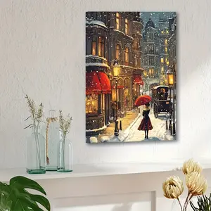 One Piece Of Canvas Art Featuring A Sophisticated Paris Street Scene Filled With People, Framed For Wall Display, Ideal For Home Decoration, A Great Holiday Present For Anyone, Comes Ready To Hang YLB4851.