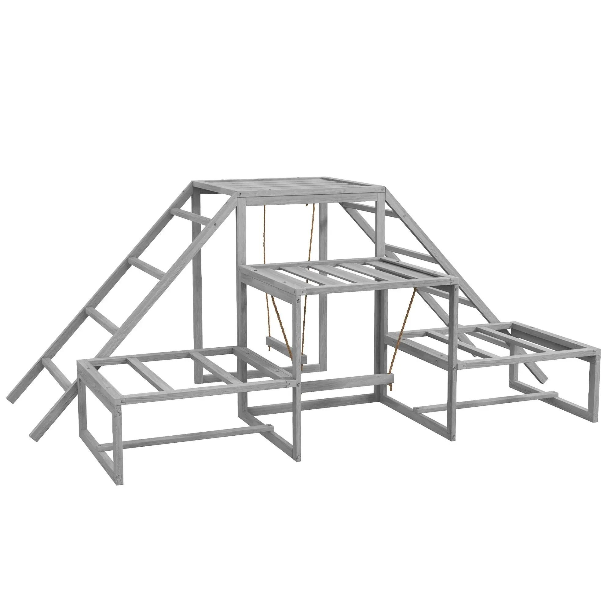 Chicken Roost Set – 2 Swings, Platforms & Multiple Perches. Wood Stand, Ladders. For 10-15 Chickens. 73.6" L x 39.4" W x 29.5" H