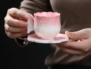 T18. Pink Crystal Glaze Ceramic Tea Set – Traditional Kung Fu Tea Set with teapot and teacups