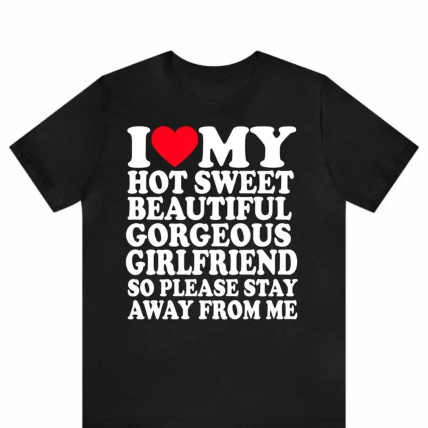 Women's Short-Sleeve Round Neck Streetwear T-Shirt - Cute Couple Gift Top for Girlfriends (I Love My Super Sweet Girlfriend, I Heart My Boyfriend), Shortsleeve, Tshirt, Casual