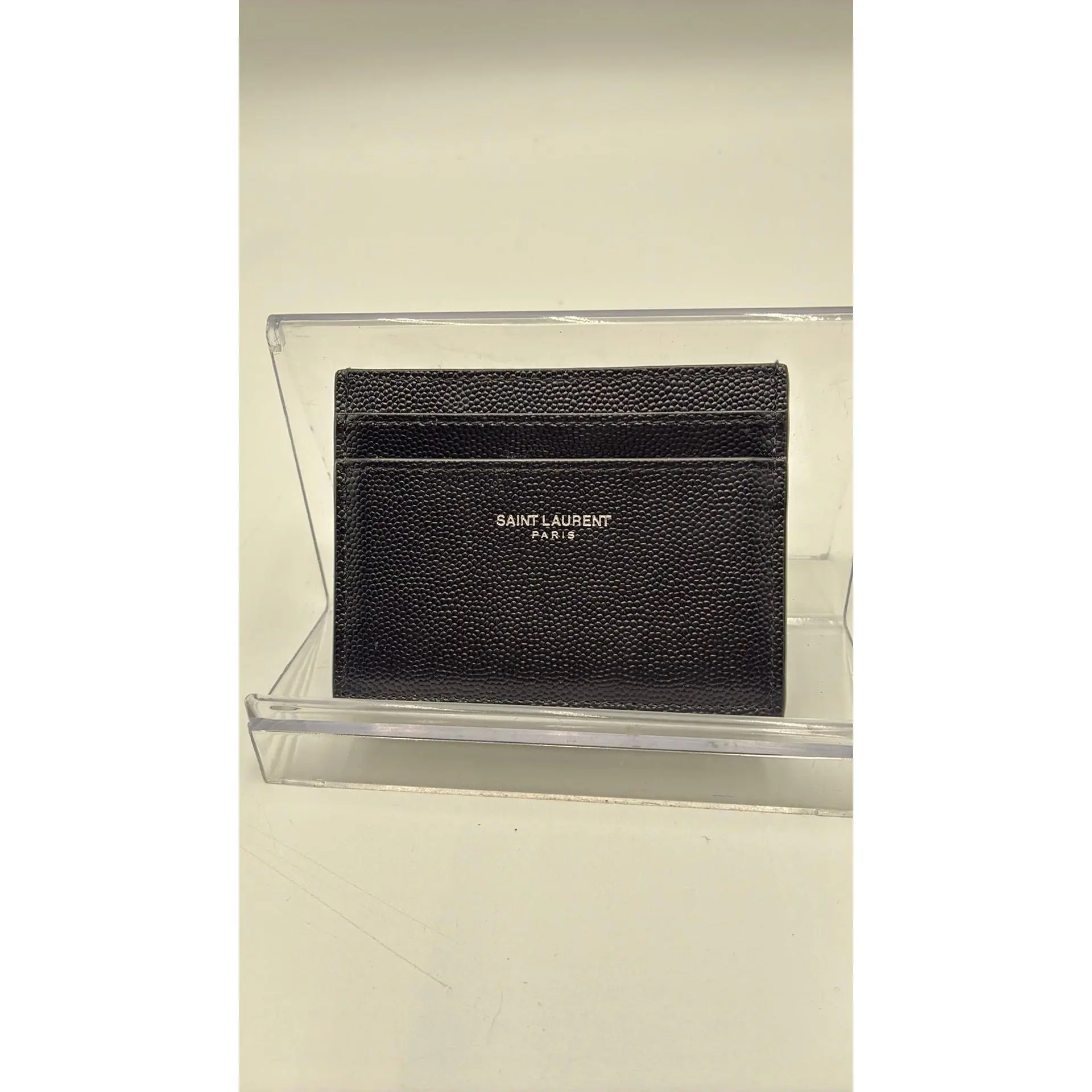 Pre-owned Leather Luxury Bags & Accessories YSL Caviar Card Holder, Black Date Code: 2ME3759460123. Entrupy ID: RTJXBM7.