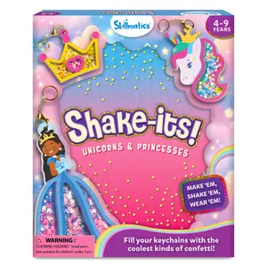 Skillmatics Art & Craft Activity - Shake-its, DIY Glitter Craft Kit with Keychains, Fun & Creative Travel Toys, Party Favors & Birthday Gifts for Girls & Boys Ages 4 to 9