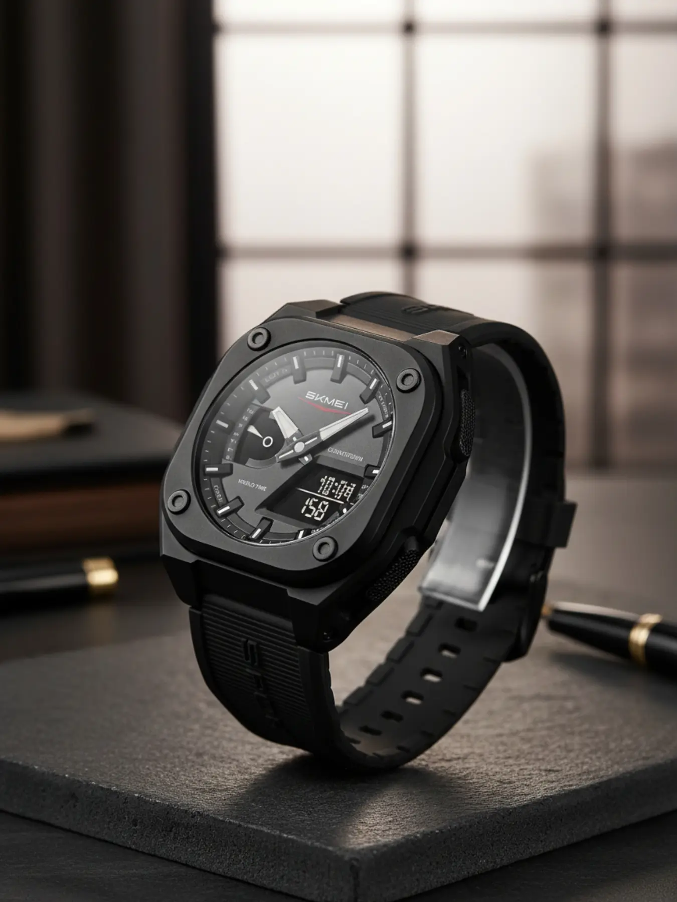 Skmei Student Multifunctional Electronic Watch, Youthful Style with Luminescent Function, Soft Breathable Rubber Strap, Comfortable Wear, Analog Digital Watch, Trendy Multifunctional Watch, Quartz Wrist Watches, Quartz Watch, Quartz Wristwatches