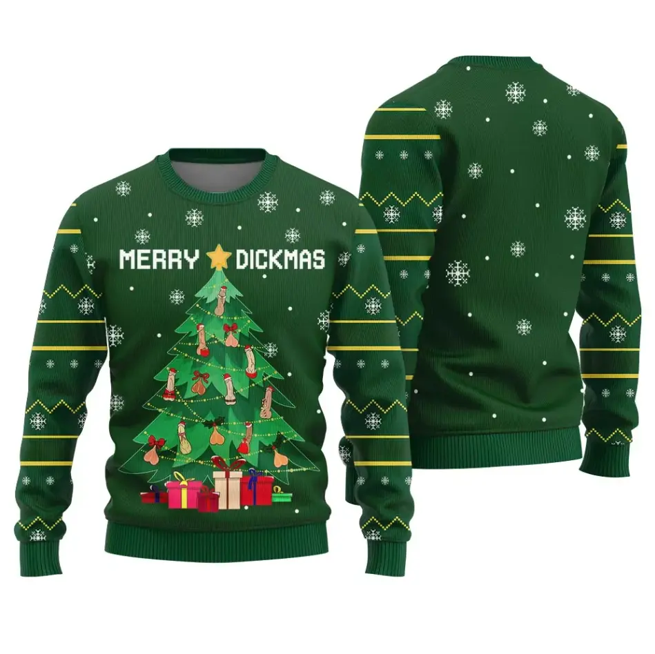 Funny Merry Christmas Tree Sweater – Hilarious Holiday Ugly Xmas Pullover | Perfect Gag Gift for Friends & Christmas Parties