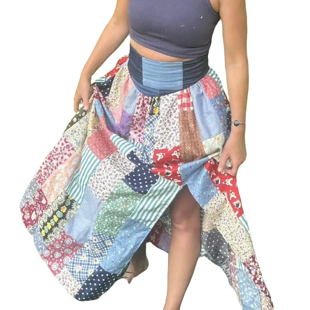 Vintage Authentic Patchwork Skirt Custom Order Only Colorful Quilted Design for Unique Style Short Boho Pieces