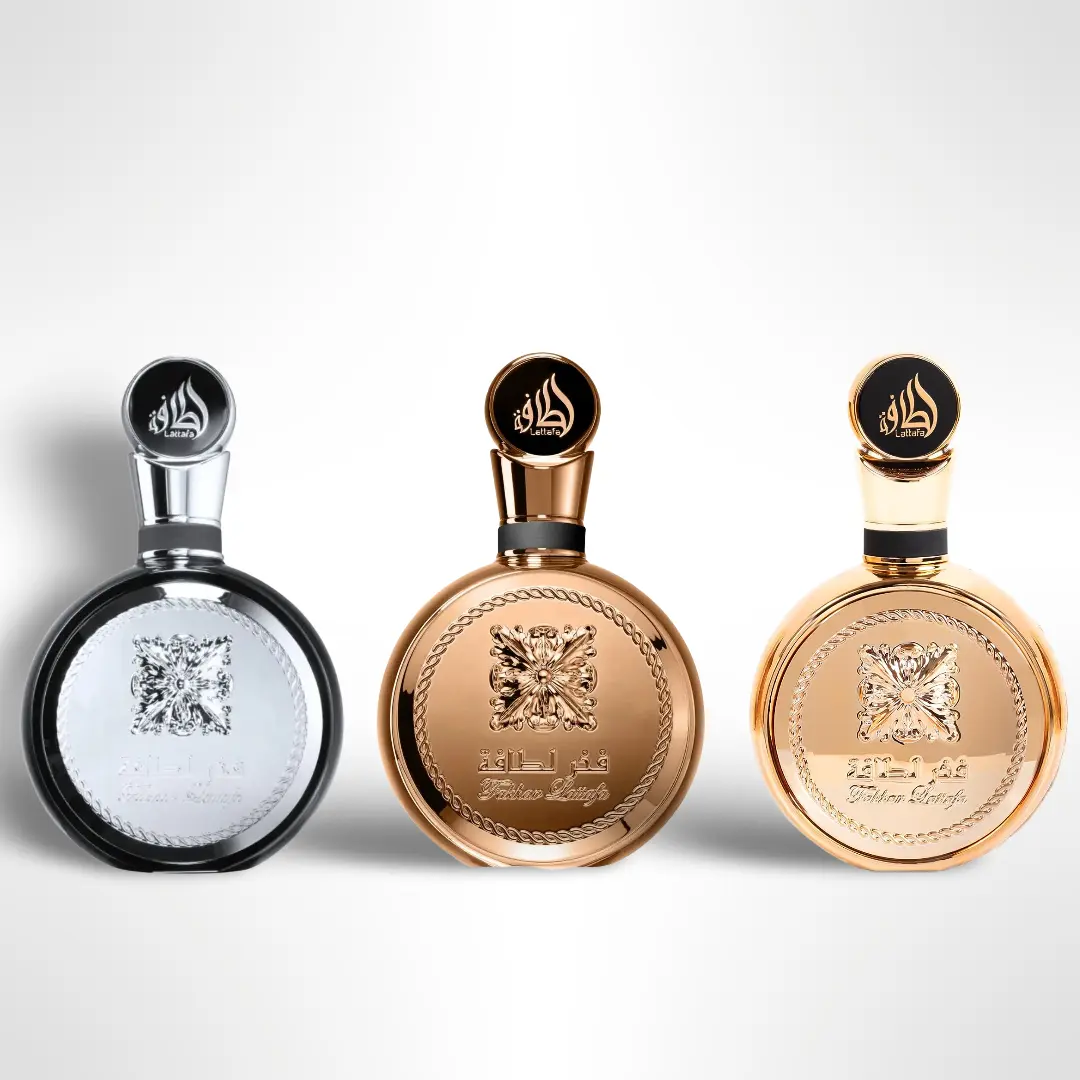Lattafa Fakhar 3-Piece Full-Size Eau de Parfum Bundle - Silver, Rose Gold, Rose Extrait Varieties, 100ml (3.4-3.9 fl oz), Alcohol-Based Gender-Neutral Men's Fragrance, Floral Scents, Signature Scent, Premium Packaged Fragrance