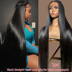 76.2 Cm Front Lace Wig, High-Quality Synthetic Fiber, Straight Long Hair, Transparent Lace, Non-Human Hair, Single Piece, Lace Front Wigs