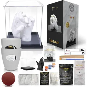 Hand Casting DIY Kit for Couples | Complete kit with  Display, Wooden Base, and Step-by-Step Guide to Create a  Hand molding Christmas