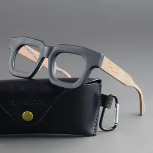 BETSION Acetate Eyeglasses Square Frames Reading Glasses Vintage Thick Trend Men Women