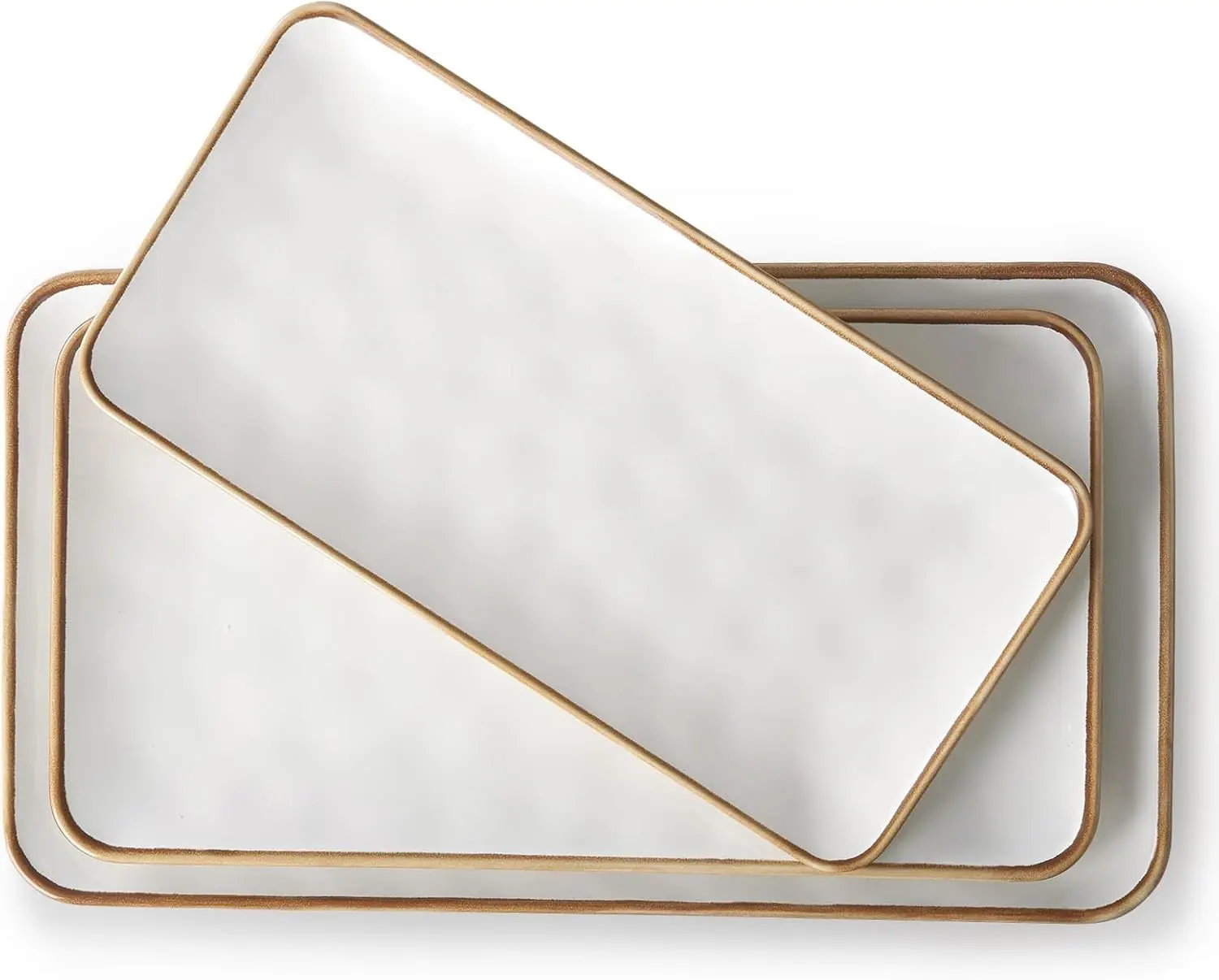 Rectangle Ceramic Serving Platter with Brown Rim Multiple Sizes Large Serving Dishes for Entertaining Party Sushi Turkey Cheese Snack Dessert Microwave Dishwasher Safe