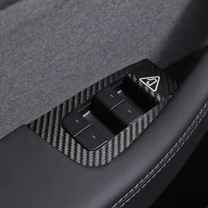 BETTERHUMZ Window Switch Panel Cover for Tesla Model Y Juniper 2025, Suede Carbon Fiber Interior Trim