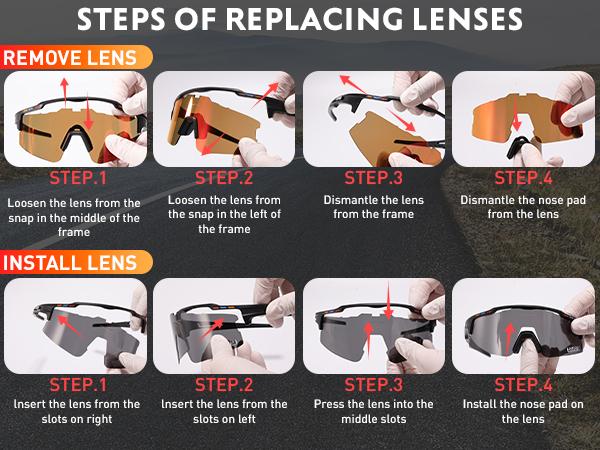 KAPVOE Polarized Cycling Glasses Sports Sunglasses for Men Women, UV400 MTB Bicycle Mountain Bike Glasses with 3 Lenses