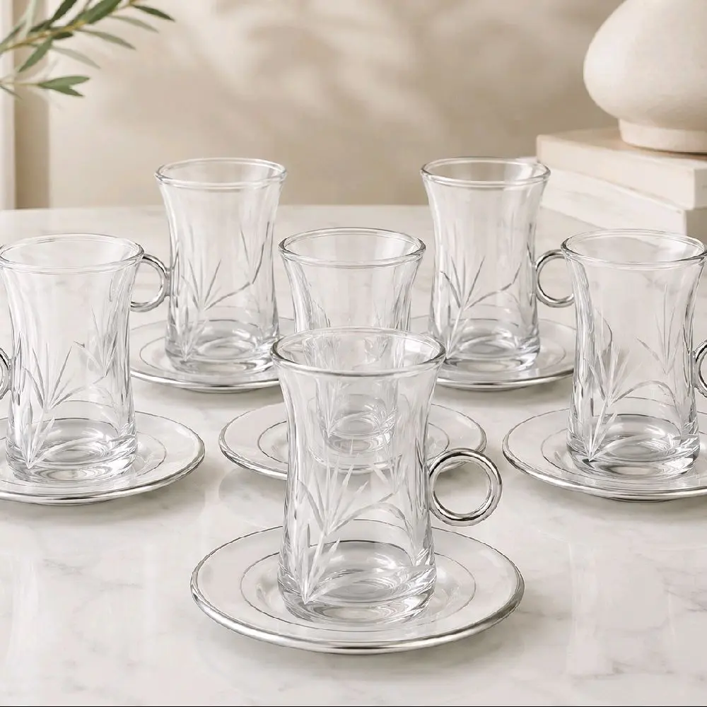 Silver Six Piece Tea Cup Set