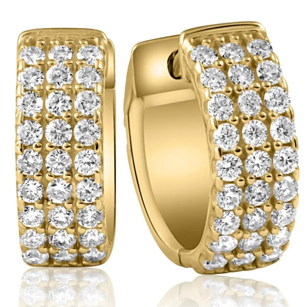 1/2 Ct Diamond Hoops Women's Earrings 10k Yellow Gold 1/2 Ct Diamond Hoops Women's Earrings 10k Yellow Gold