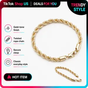 14k Gold Plated Rope Bracelet - Fashion Women's and Men's Costume Jewelry Accessory
