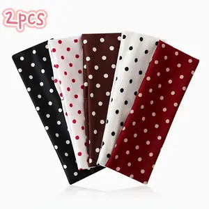 2pcs Non-Slip Elastic Cute Polka Dot Hairbands, Soft Fabric Headbands, Thick Striped Sweat-Wicking Headbands for Yoga Running Exercise