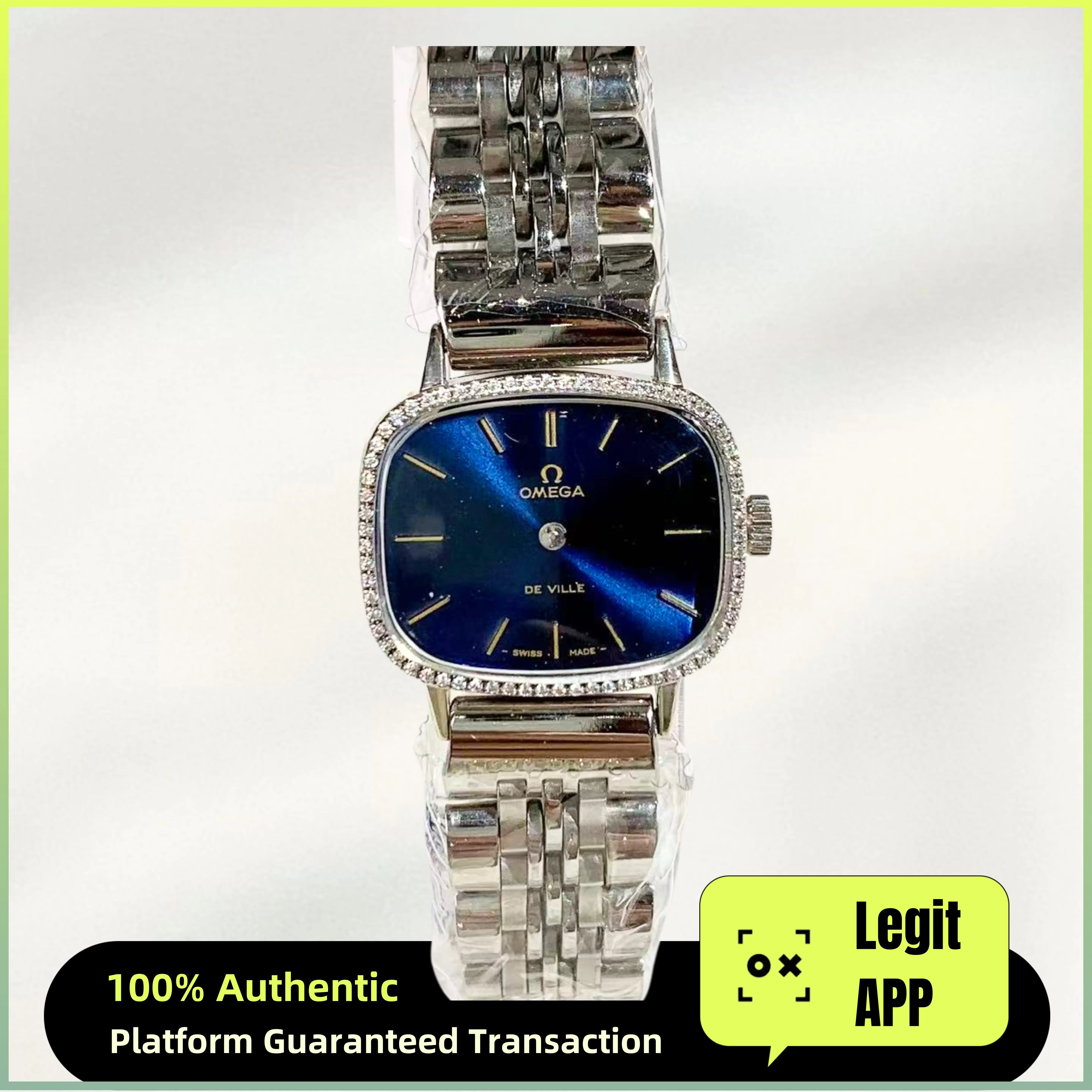 Omega Vintage 24x21mm Manual Wind - Custom Blue Dial & Diamond-Set Caseback Ladies Watch 13511426