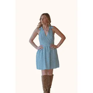 Storia Gingham Halter Dress