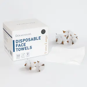 Dermendure Disposable Face Towels, Clean Towels, Extra Large Size, 100% Natural Fibers, Super-Soft, Extra Absorbent, for Sensitive Skin, 100% Biodegradable, 50 PCS