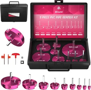 On Sale:9Pcs PVC Pipe Reamer Kit With 1/2 inch, 3/4 inch, 1 inch, 1-1/4inch, 1-1/2inch, 2inch, 2-1/2inch, 3inch, 4inch, 2 Carbide Inserts, Aluminum PVC Fitting Saver, Plumbing tools for SCH40