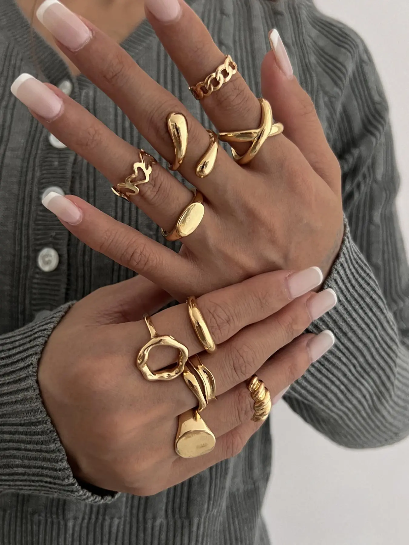 Irregular Ring Set, Fashion Unique Ring Set, Trendy Jewelry Rings Collection for Stylish Women, Daily Party Wear, Statement Multi Ring, Beautiful Rings