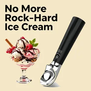 GFFKIT Heated Ice Cream Scoop for Hard Ice Cream, Electric Rechargeable Scoop with Fast Heating, Easy Grip Large Handle, Waterproof Stainless Steel Ice Cream Scooper for Home Dessert Lovers