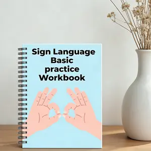 Self-Study Sign Language Notebook for Beginners, Asl Introduction Spiral Bound Dual-Language Alphabet, Common Phrases & Pocket Planner