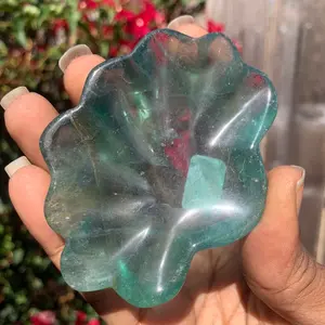 Natural Green Fluorite Crystal Shell Bowl Medium