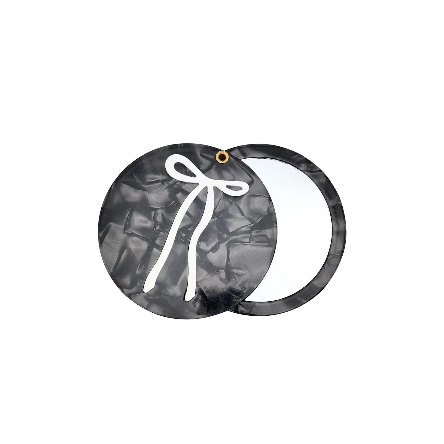 Solar Eclipse Hand-Painted French Bow Compact Mirror