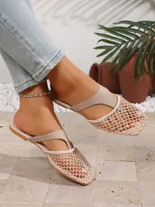 Summer New Fashion Versatile Comfortable Hollow Out Mesh Flat Rubber Women Sandals, Ideal for Casual Wear, Lightweight and Breathable Design Footwear, Casual Daily Footwear