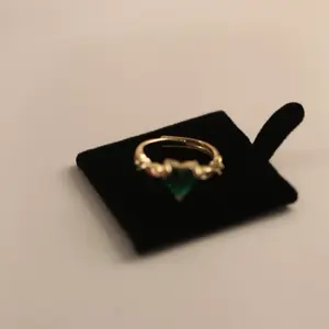 Adjustable Open Ring – Glass Gem with Metal Band