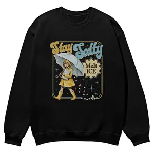 Subtle Anti Ice Stay Salty Protest crewnecks for men and women, full color fall sweatshirts, fun and cozy patterned sweaters, unisex fall clothing
