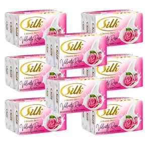 Silk Velvety Rose Beauty Soap pack of 8 (24 bar soap): Silky Smooth Skin Every Day