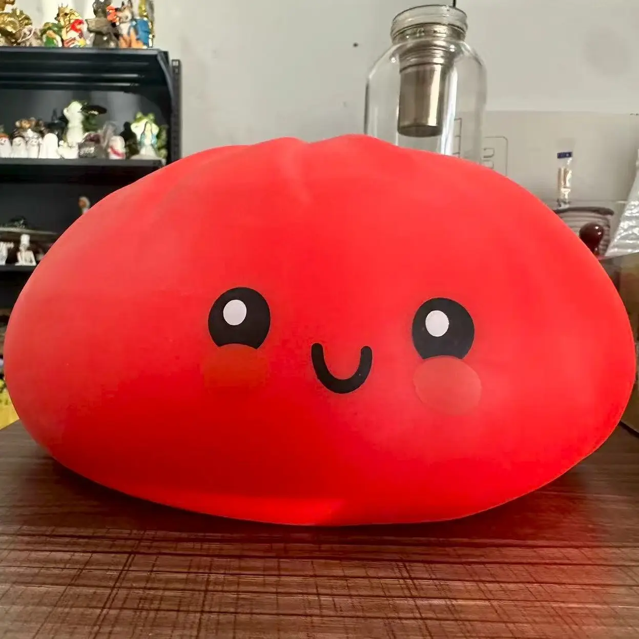 10in Giant Dumpling Squishy Toy, Slow Rising Stress Relief Squeeze Ball (Red)