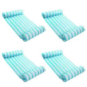 Magic Time International Inflatable Striped Hammock Pool Float, Teal (4 Pack)