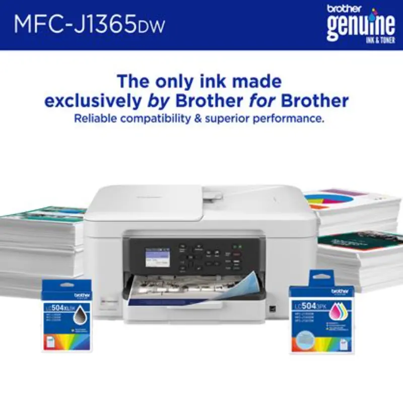 Brother MFC-J1365DW INKvestment 1365 Wireless Color Inkjet All-in-One Printer with Automatic Duplex Printing 1.8" Color Display & Wireless Connectivity