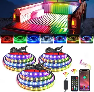 NilightTruck Bed StripRGB-IC LEDLights forTruckBed PickupMultiDream ColorDIYMusic synchronous with APP and RF Remote Control 3PCS 60inch Truck Bed Light car interior Vehicle Waterproof