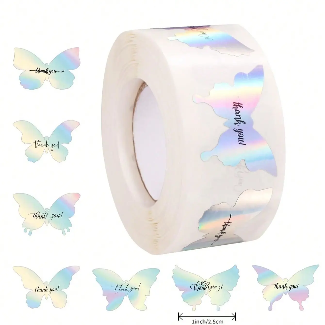 500pcs Laser Butterfly Thank You Stickers, Vinyl Sticker, 7 Colors Wedding Party Gifts Envelope Seals, DIY Craft Supplies, Baby Shower Decorations, Adhesive Stickers, Self Adhesive Stickers, Assorted Stickers