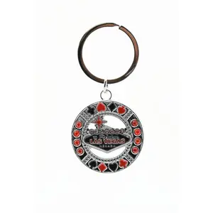 Key chain - Black & Red Las Vegas Sign With Red Stones