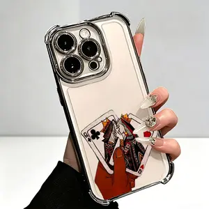 Kissing Queen Playing Cards Phone Case， Artistic Romantic Style for iPhone 17 16 15 14 13 12 11 Plus Pro Max， Creative Gift.
