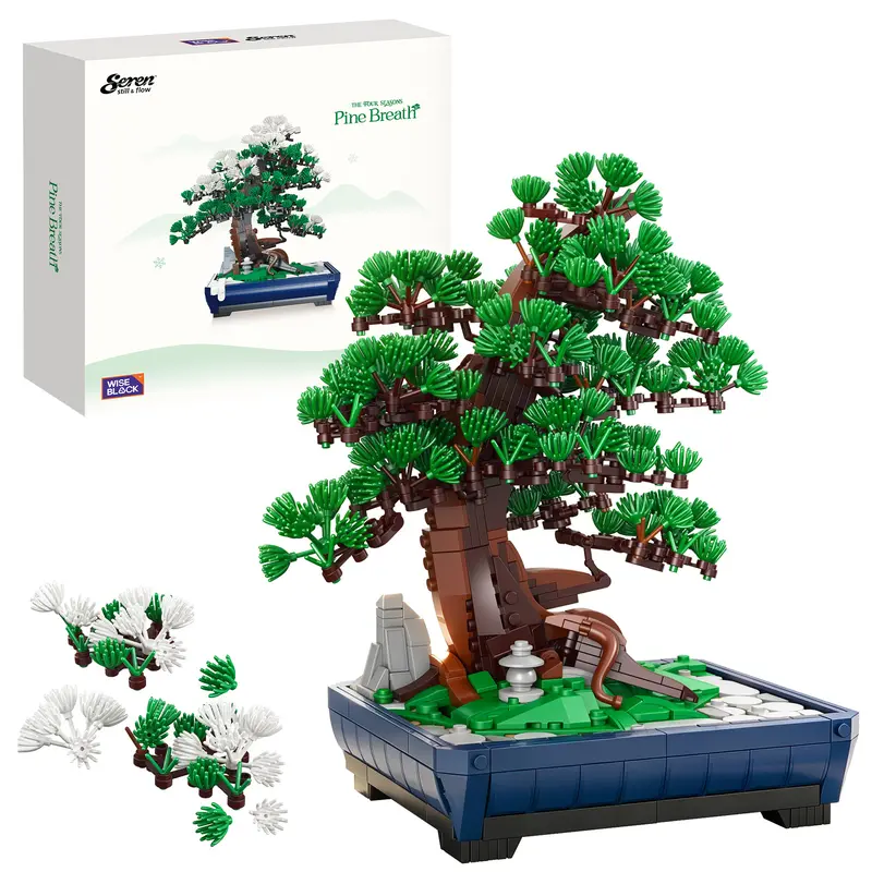 WISE BLOCK 950-Piece Sakura Accent Artificial Pine Tree Building Block Set, 14 Years Above Unisex DIY Building Model, Collectible Brick Model Set for House Decoration, Valentine's Day Gift