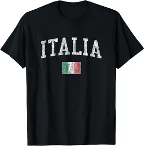 Italy T-Shirt Vintage Italia Sports Design Italian Flag Tee