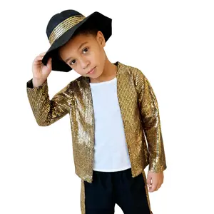 Christmas New Year Carnival Children's Golden Rock Star Performance Costume Role-Play Outfit Cosplay Dress for Birthday Parties