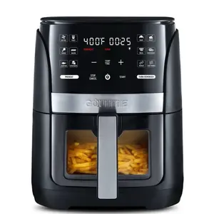 Gourmia 6-Qt Digital Window Air Fryer with 12 Presets & Guided Cooking Stainless Steel FryForce 360° Technology QuickLook Window 1-Year Warranty
