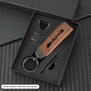 Vintage Leather Car Logo Keychain, Key Fob, Embossed Design for Women & Men, Perfect Gift for Amg Mercedes-Benz Models W204/w124/w201/w202/w24/cls/cle/glc