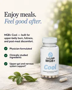 MGB+ Cool Gut Lining Support Supplement | Mastic Gum, Zinc L-Carnosine, Magnesium Glycinate & Lipid-Soluble B1 | Physician-Formulated, 60 Capsules by BellyMD