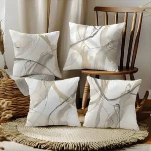 Abstract Geometric Pattern Decorative Pillow Covers, 4 Piece Set Without Pillows, Hidden Zipper, Easy to Clean, Home Decoration